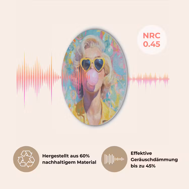 Vrouw - Blond - Roze kauwgom - Kleurrijk - Pastel Akoestische PET Vilt - Rond klein -USP_DE