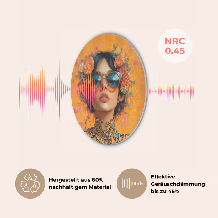 Vrouw - Bloemen - Aesthetic - Oranje Akoestische PET Vilt - Rond klein -USP_DE