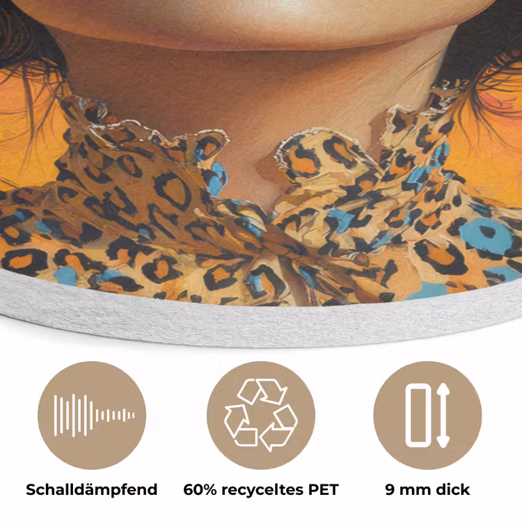 Vrouw - Bloemen - Aesthetic - Oranje Akoestische PET Vilt - Rond klein -closeup_DE