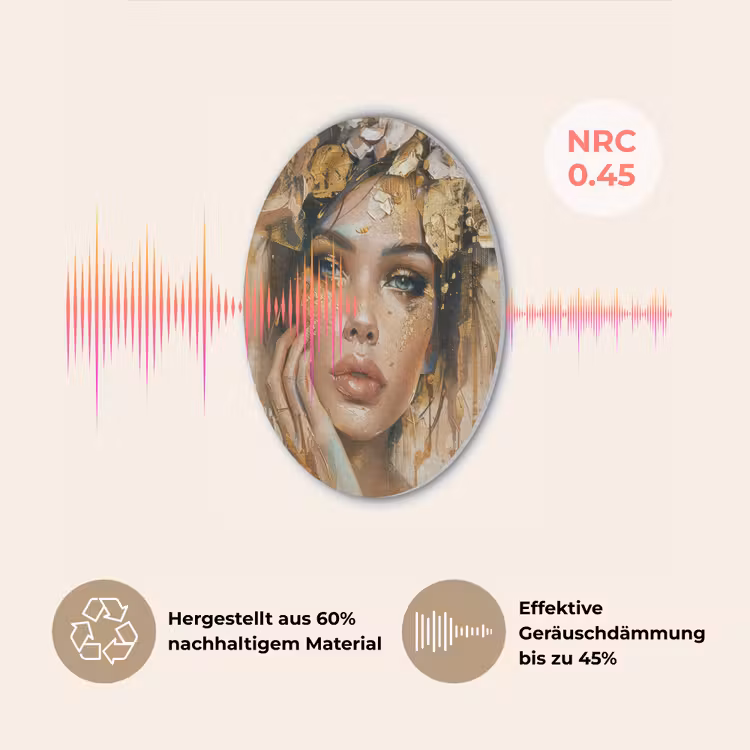 Vrouw - Bloemen - Goud - Portret Akoestische PET Vilt - Rond klein -USP_DE