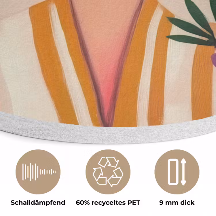 Vrouw - Bloemen - Pastel Akoestische PET Vilt - Rond klein -closeup_DE