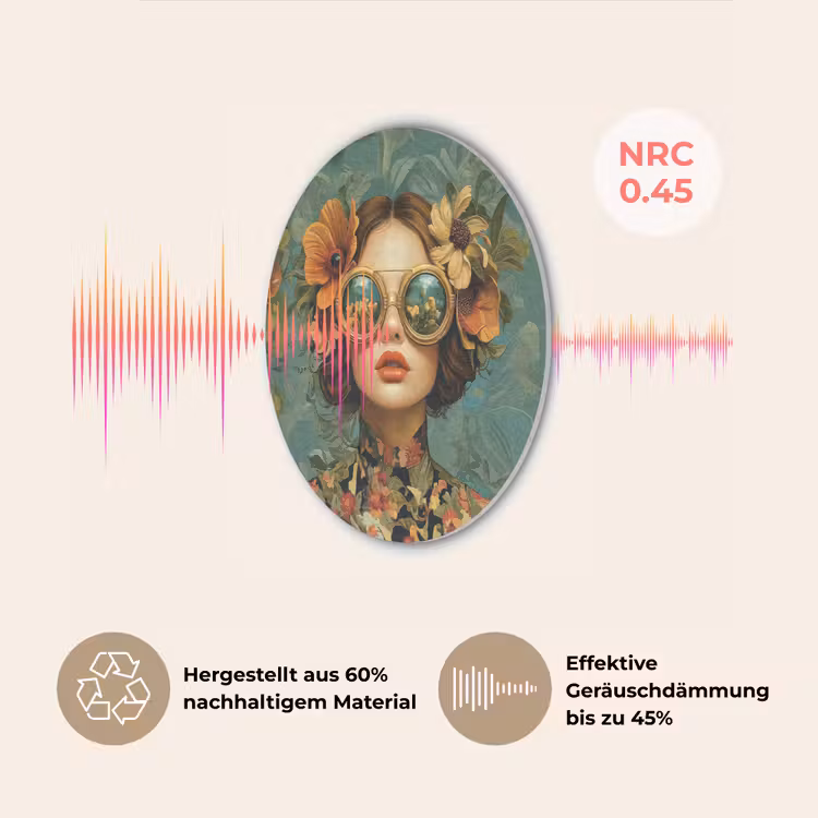 Vrouw - Bloemen - Vlinders - Natuur - Vintage Akoestische PET Vilt - Rond klein -USP_DE