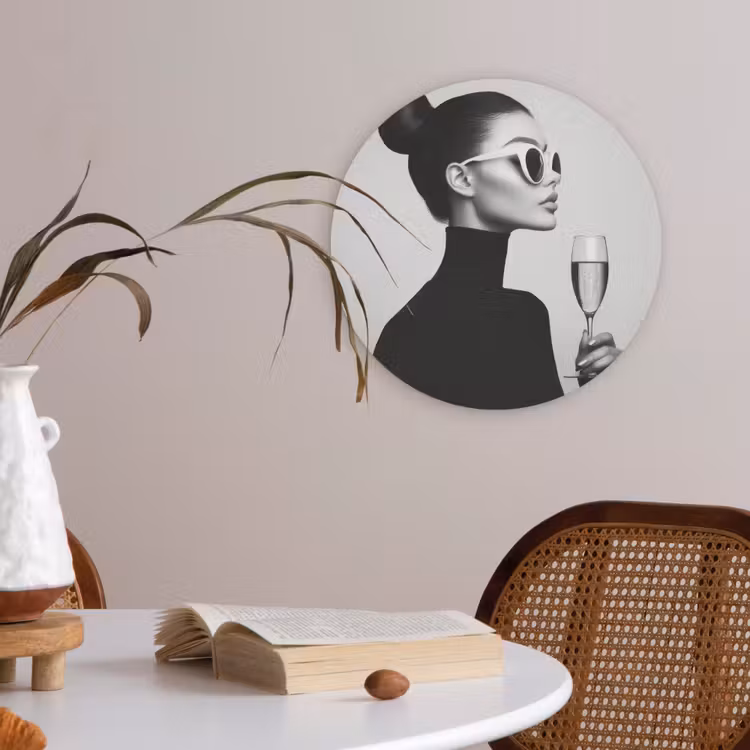 Vrouw - Champagne - Modern Akoestische PET Vilt - Rond klein -sfeer3