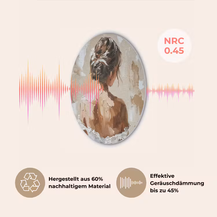 Vrouw - Verf - Abstract - Beige - Modern Akoestische PET Vilt - Rond klein -USP_DE