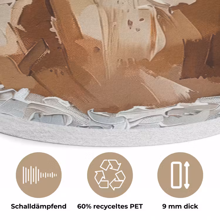 Vrouw - Verf - Abstract - Beige - Modern Akoestische PET Vilt - Rond klein -closeup_DE