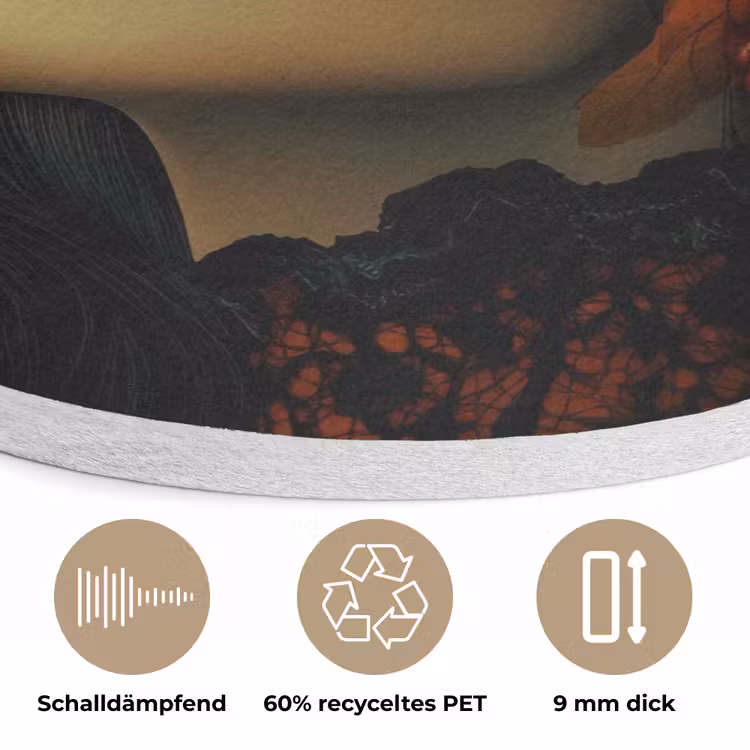 Vrouw - Granaatappel - Herfst - Zonnebril Akoestische PET Vilt - Rond klein -closeup_DE