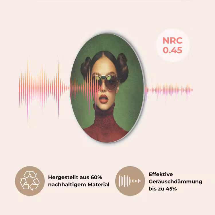 Vrouw - Groen - Bril - Aesthetic - Modern Akoestische PET Vilt - Rond klein -USP_DE