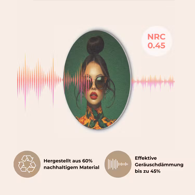 Vrouw - Groen - Modern - Bril - Abstract Akoestische PET Vilt - Rond klein -USP_DE