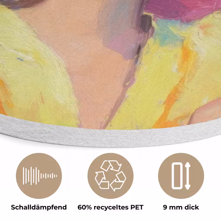 Vrouw - Hoed - Paars - Wijn Akoestische PET Vilt - Rond klein -closeup_DE