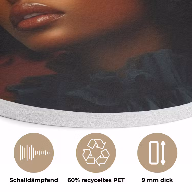Vrouw - lychee - exotisch Akoestische PET Vilt - Rond klein -closeup_DE