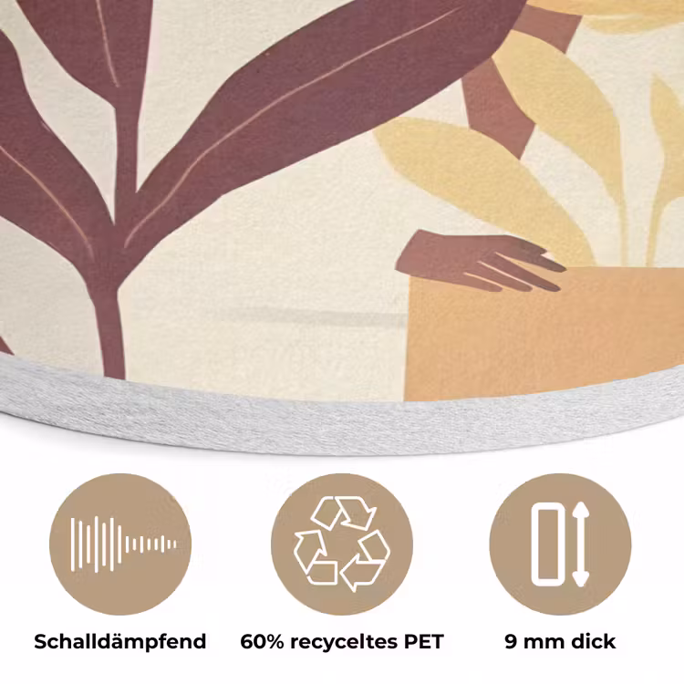 Vrouw - Minimalistisch - Bloem Akoestische PET Vilt - Rond klein -closeup_DE