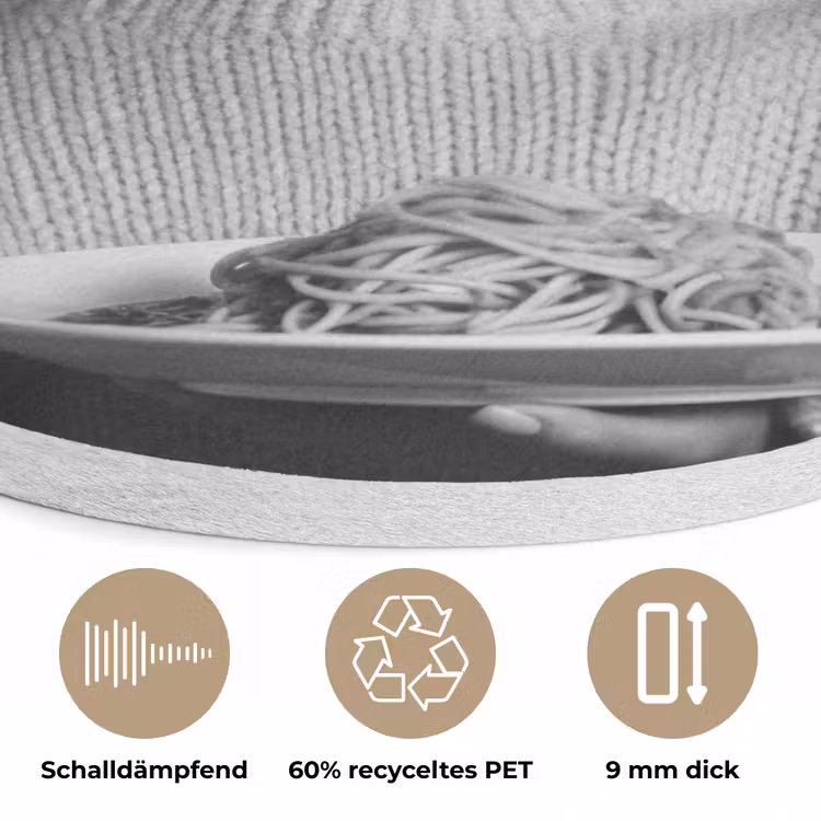 Vrouw - Pasta - Zonnebril Akoestische PET Vilt - Rond klein -closeup_DE