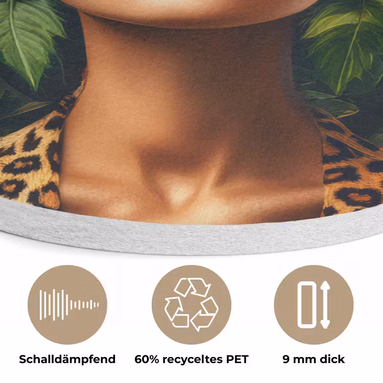 Vrouw - Panterprint - Jungle - Natuur - Luxe Akoestische PET Vilt - Rond klein -closeup_DE