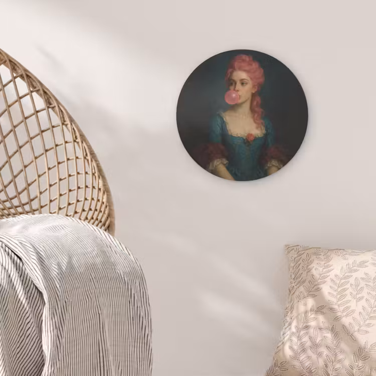 Vrouw - Portret - Kauwgombel Akoestische PET Vilt - Rond klein -sfeer4