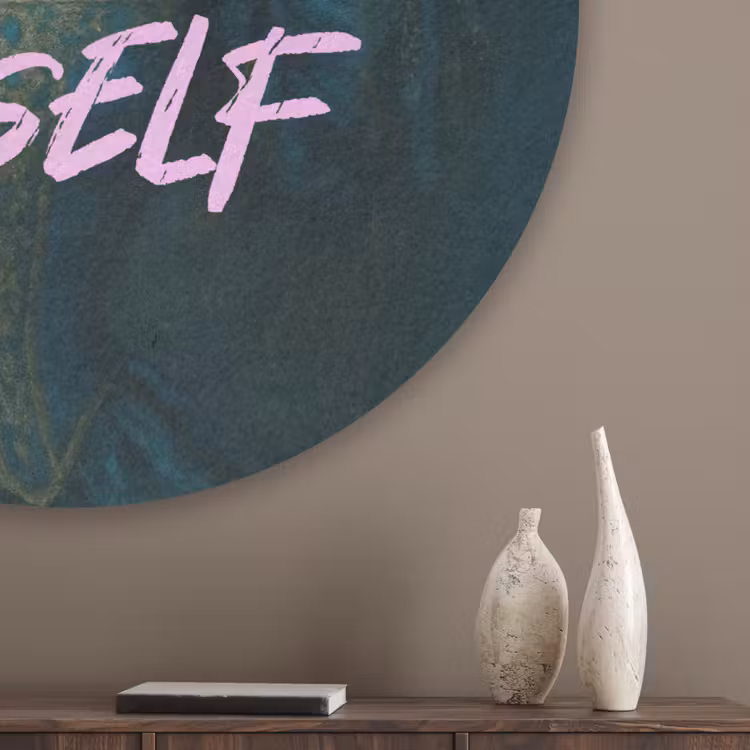 Vrouw - Roos - Quote Akoestische PET Vilt - Rond klein -sfeer5_closeup