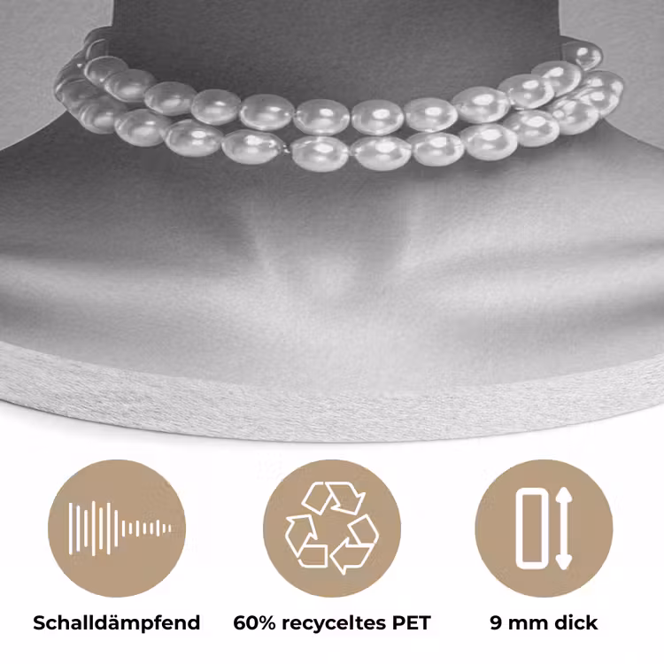 Vrouw - Zwart Wit - Ketting - Zonnebril Akoestische PET Vilt - Rond klein -closeup_DE