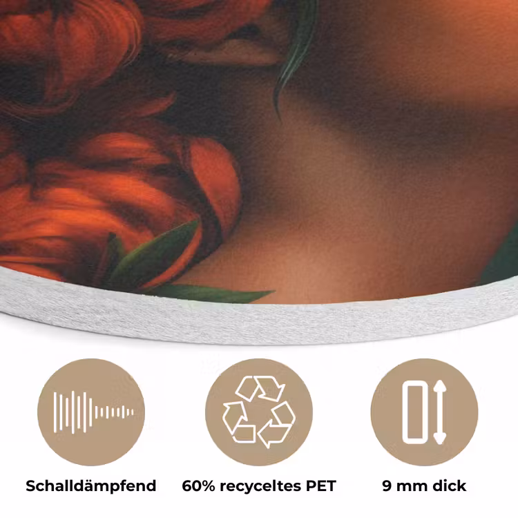 Vrouw - Drankenfruit - Rozen Akoestische PET Vilt - Rond klein -closeup_DE