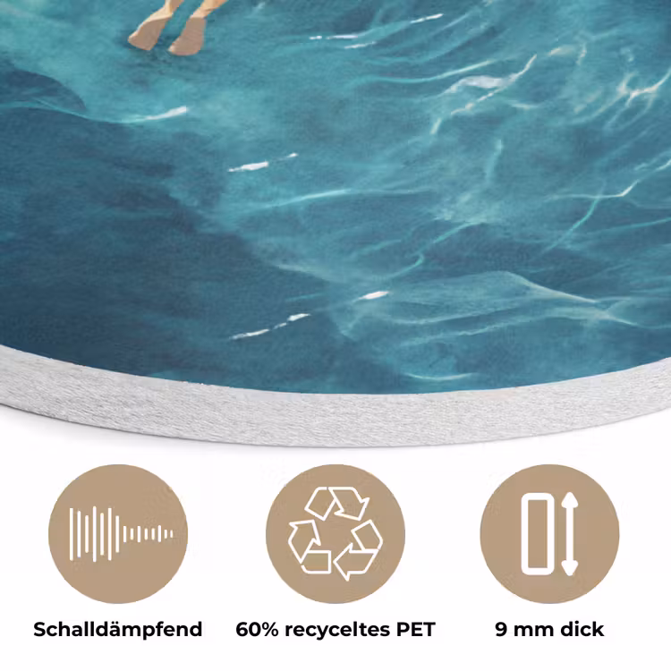 Vrouw - Water - Bikini - Oranje Akoestische PET Vilt - Rond klein -closeup_DE