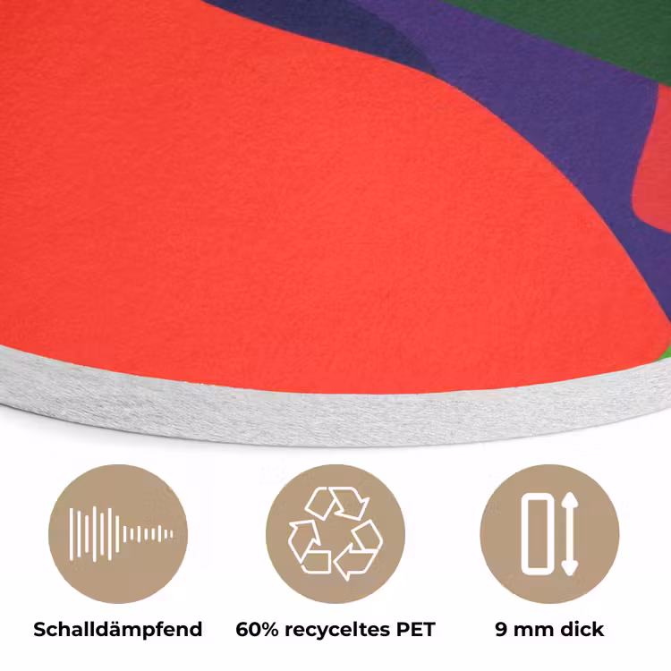 Kikker - Kleurrijk - Strepen - Ogen Akoestische PET Vilt - Rond klein -closeup_DE