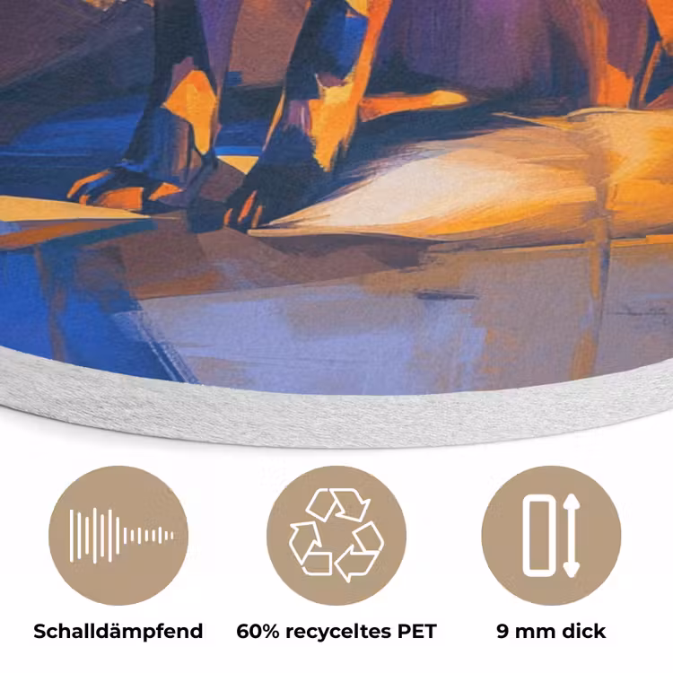 Vos - Oranje - Vormen - Abstract Akoestische PET Vilt - Rond klein -closeup_DE