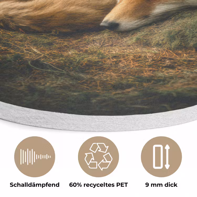 Vos - Bos - Slapen Akoestische PET Vilt - Rond klein -closeup_DE