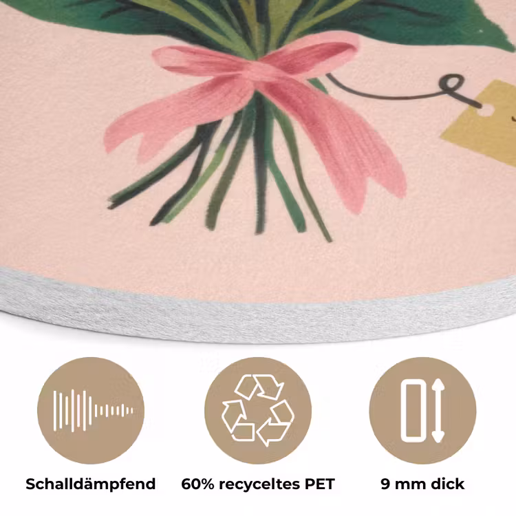 Margrieten - Boeket - Strikje - Roze Akoestische PET Vilt - Rond klein -closeup_DE
