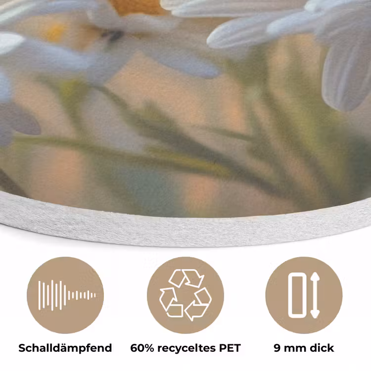 Madeliefjes - Wit - Zonlicht Akoestische PET Vilt - Rond klein -closeup_DE