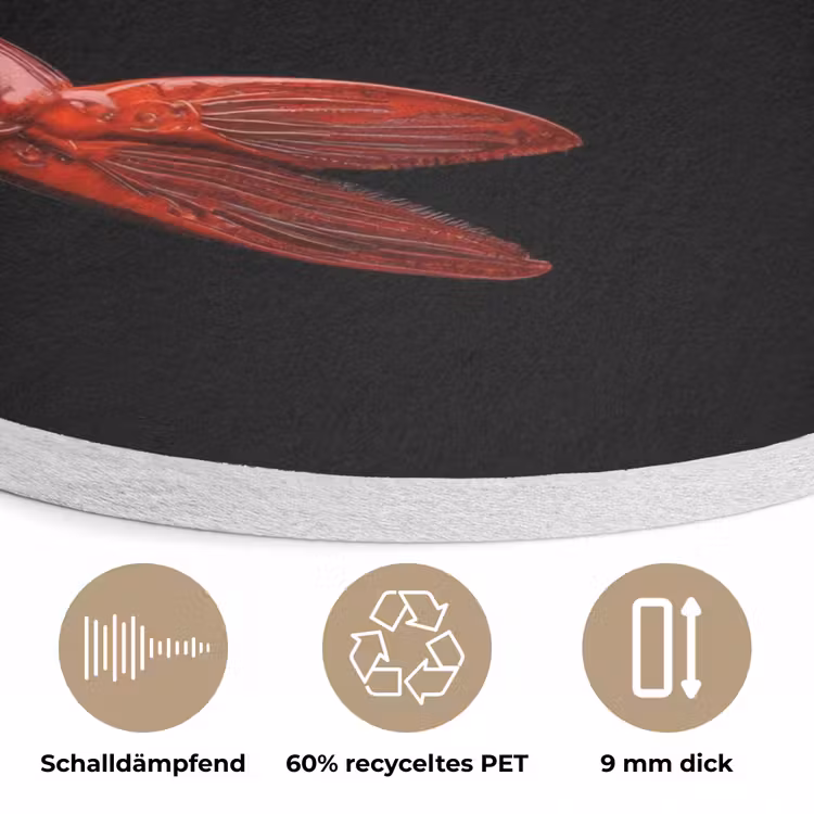 Garnaal - Rood - Dieren Akoestische PET Vilt - Rond klein -closeup_DE