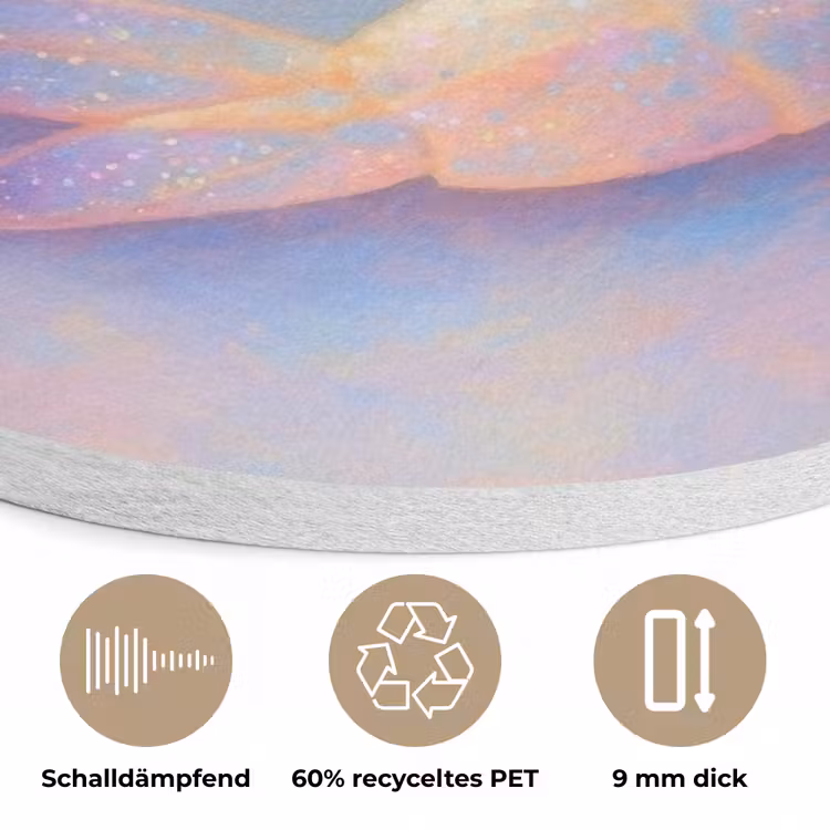 Garnaal - Subtiele structuur - Blauw - Roze Akoestische PET Vilt - Rond klein -closeup_DE