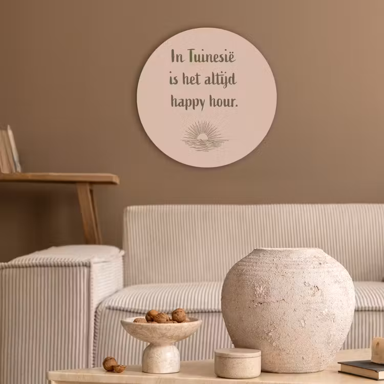 Tuin - Roze - Quote - Zon Akoestische PET Vilt - Rond klein -sfeer1