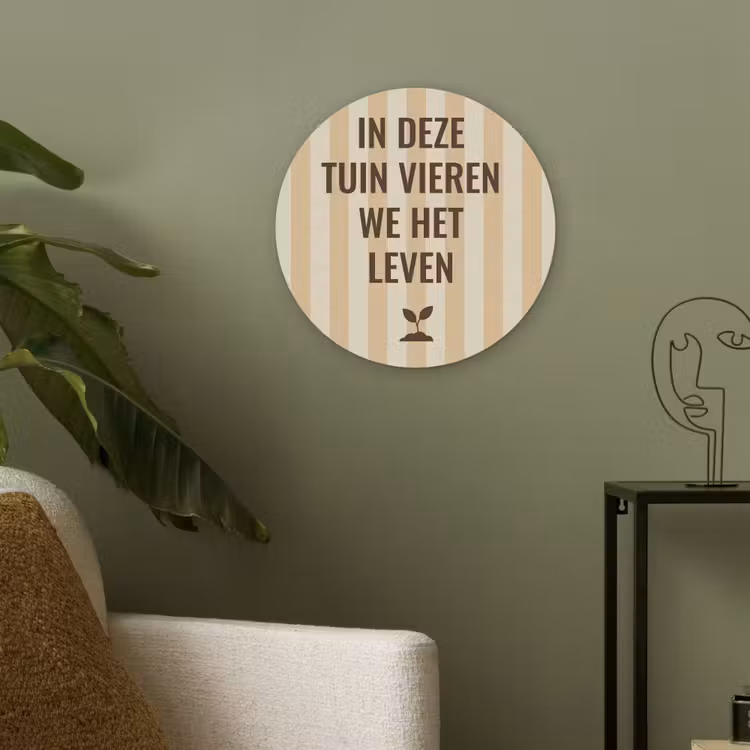 Tuin - Quote - Strepen - Zomer Akoestische PET Vilt - Rond klein -sfeer2