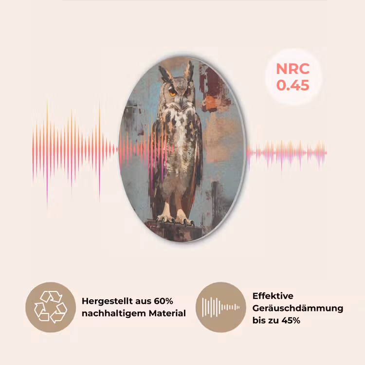 Geschilderd - Abstract - Uil - Bruin Akoestische PET Vilt - Rond klein -USP_DE