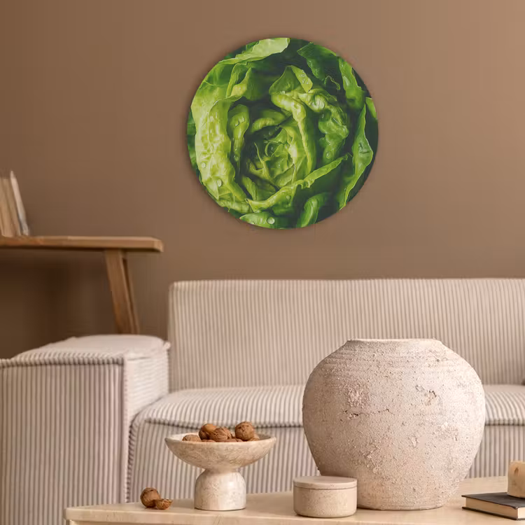 Groente - Sla - Groen Akoestische PET Vilt - Rond klein -sfeer1