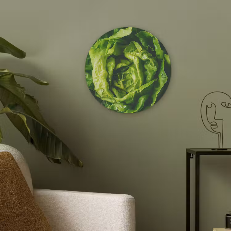 Groente - Sla - Groen Akoestische PET Vilt - Rond klein -sfeer2
