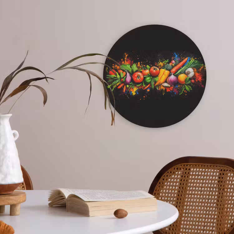Groente - Eten - Kruiden - Graffiti - Koken Akoestische PET Vilt - Rond klein -sfeer3