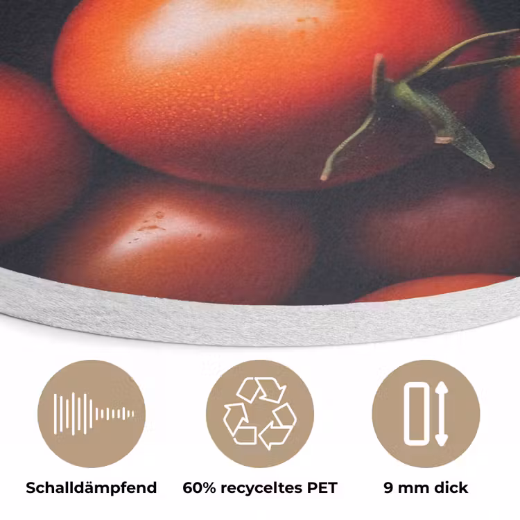 Groente - Rood - Tomaten Akoestische PET Vilt - Rond klein -closeup_DE