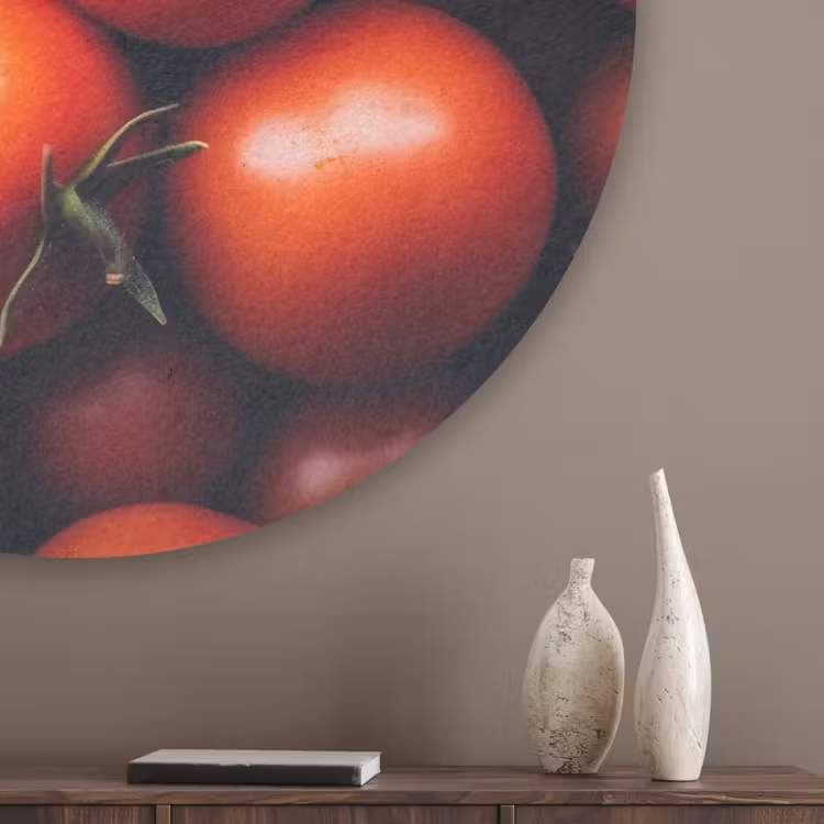 Groente - Rood - Tomaten Akoestische PET Vilt - Rond klein -sfeer5_closeup