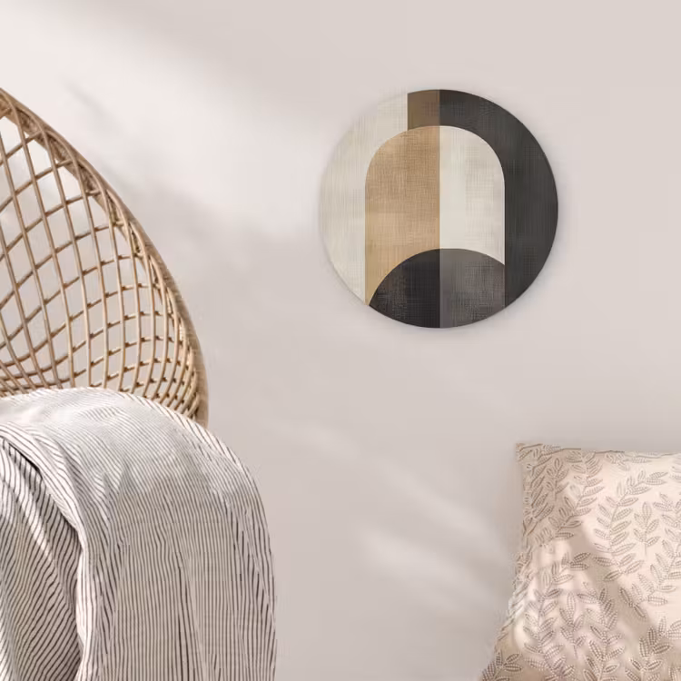 Geometrische - Vormen - Wit Akoestische PET Vilt - Rond klein -sfeer4