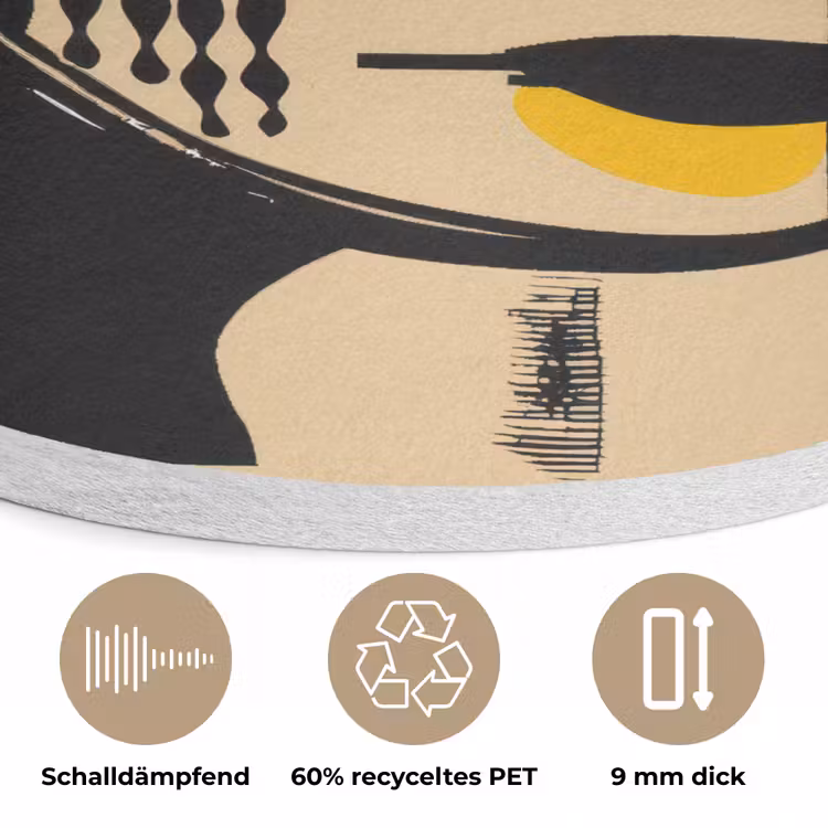 Geometrisch - Felle kleuren - Kubistische stijl Akoestische PET Vilt - Rond klein -closeup_DE