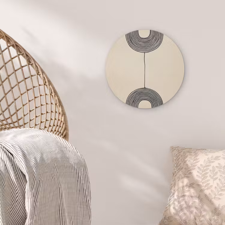 Geometrische bogen - Minimalistisch - Symmetrisch Akoestische PET Vilt - Rond klein -sfeer4