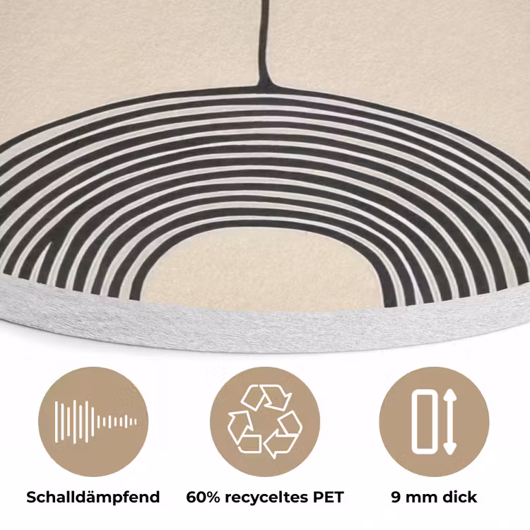 Geometrische bogen - Minimalistisch - Symmetrisch Akoestische PET Vilt - Rond klein -closeup_DE