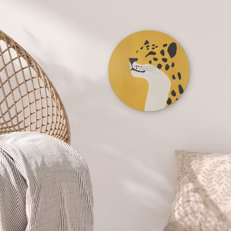 Cheetah - Illustratie - Geel Akoestische PET Vilt - Rond klein -sfeer4