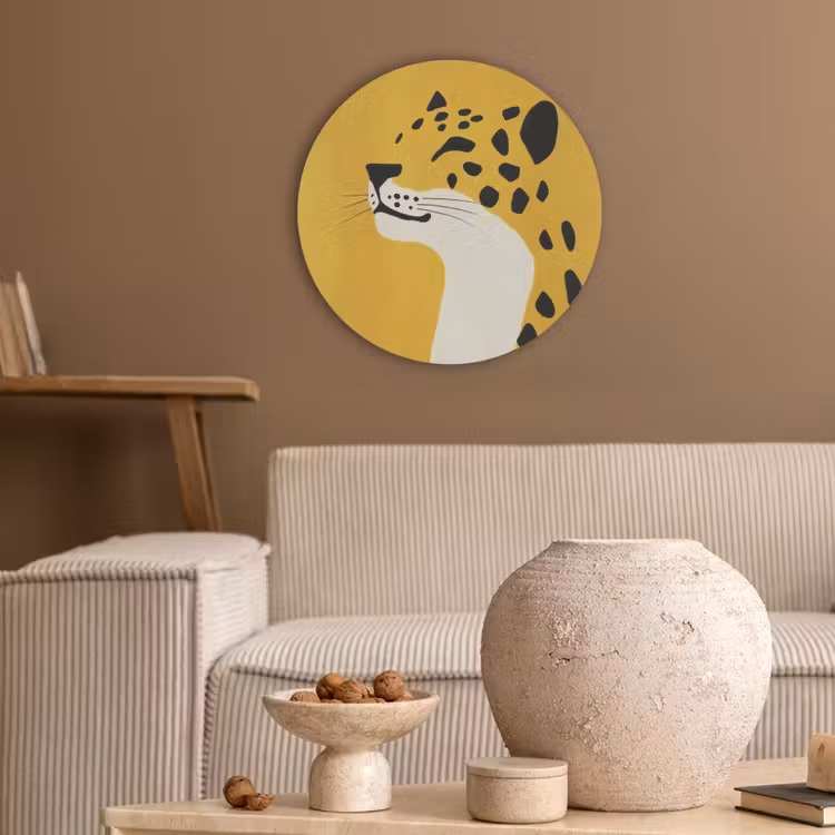 Cheetah - Illustratie - Geel Akoestische PET Vilt - Rond klein -sfeer1