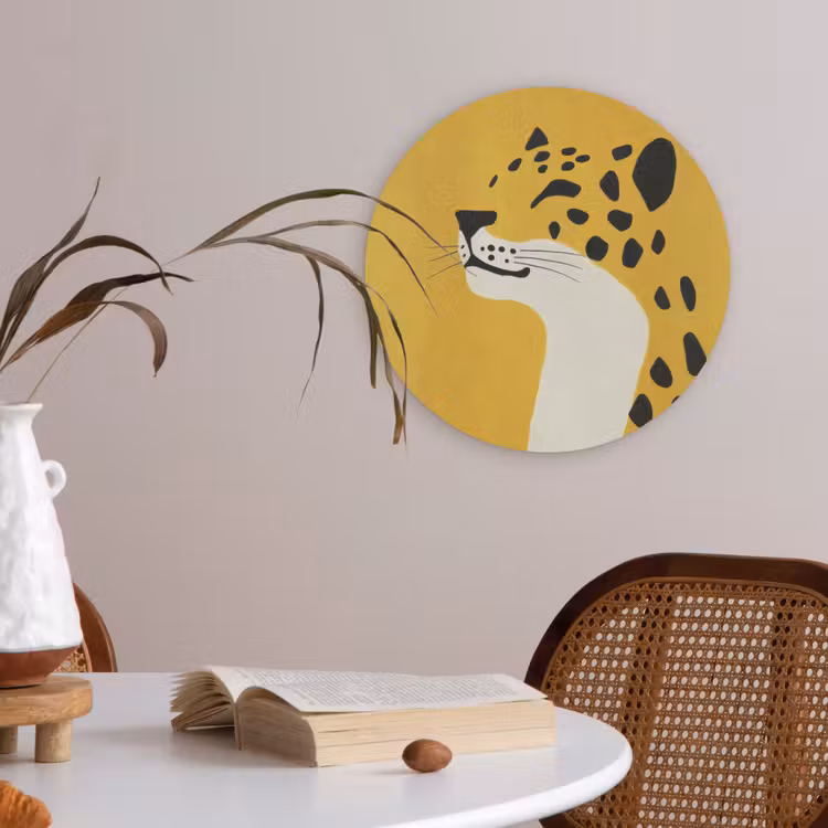 Cheetah - Illustratie - Geel Akoestische PET Vilt - Rond klein -sfeer3