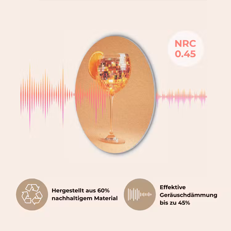 Drank - Oranje - Glitter - Disco Akoestische PET Vilt - Rond klein -USP_DE