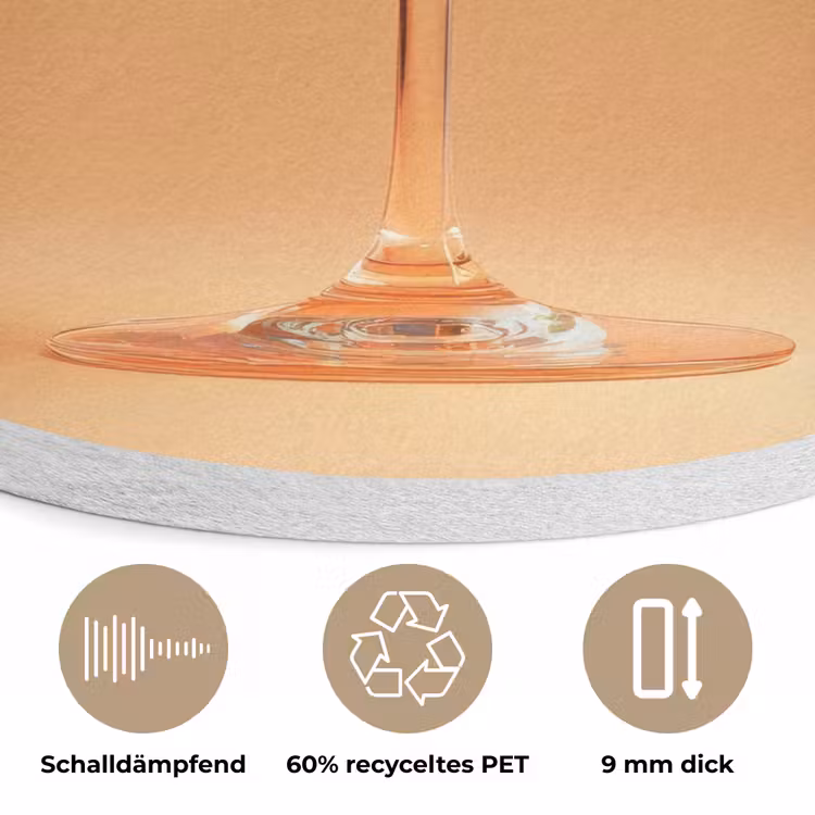 Drank - Oranje - Glitter - Disco Akoestische PET Vilt - Rond klein -closeup_DE