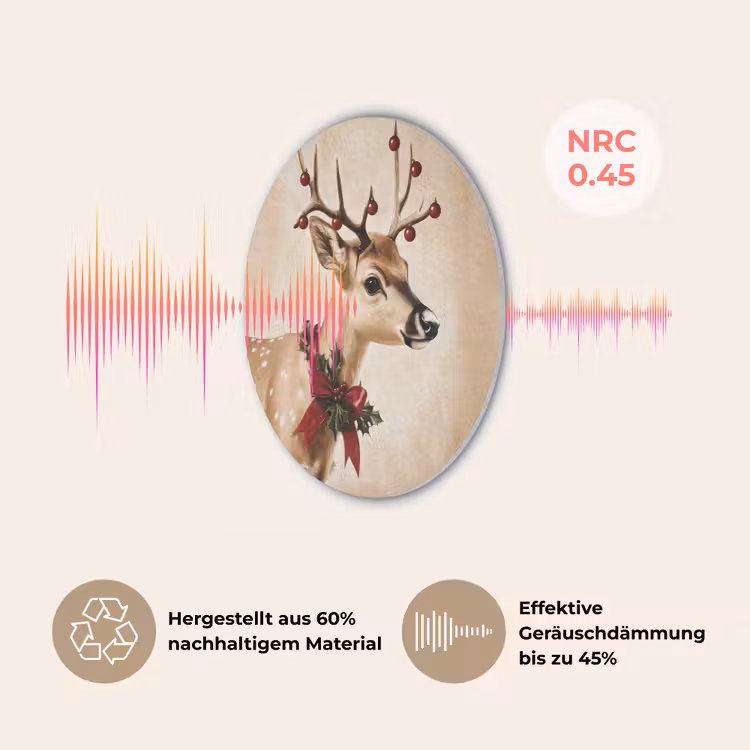 Gewei - Kerst - Rendier - Rood Akoestische PET Vilt - Rond klein -USP_DE