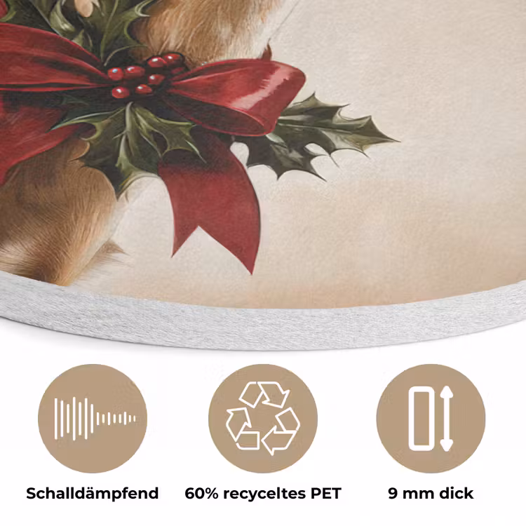 Gewei - Kerst - Rendier - Rood Akoestische PET Vilt - Rond klein -closeup_DE
