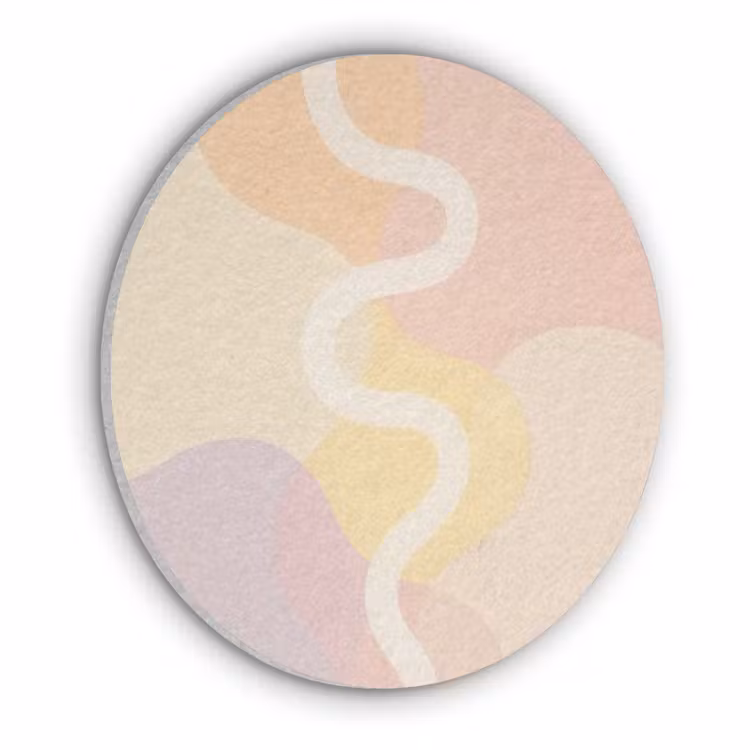 Golvende vormen - Abstract - pastel Akoestische PET Vilt - Rond klein -3d