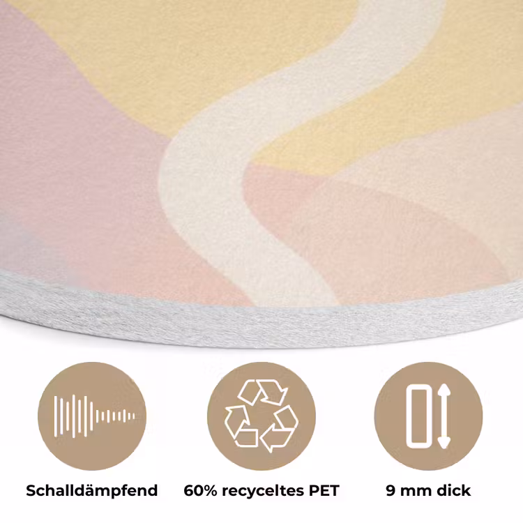 Golvende vormen - Abstract - pastel Akoestische PET Vilt - Rond klein -closeup_DE
